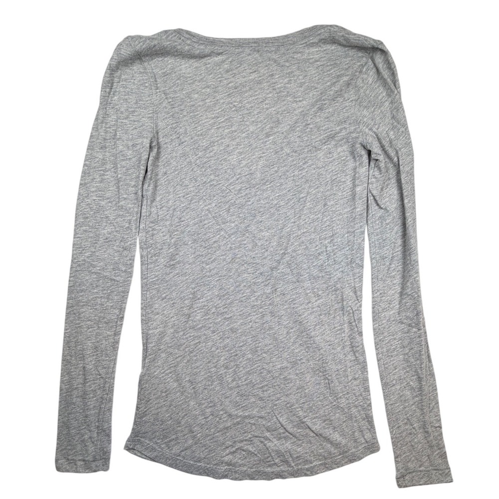 Y2K Hollister California Womens XS Gray Beach Sunset Graphic Long Sleeve V-Neck - Picture 2 of 3